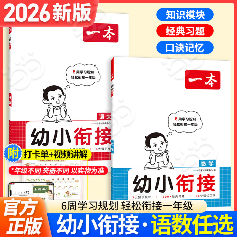 当当网正版 2027新版一本幼小衔接预备一年级语文数学幼儿园学前班升小学衔接预习手册一日一练语文数学拼音识字学前大班练习册