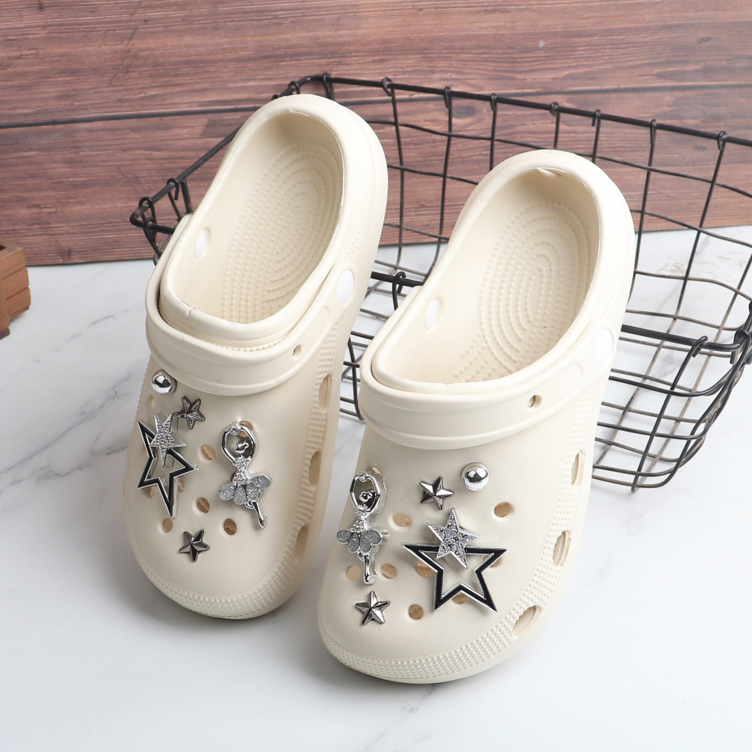软底防滑镂空包头洞洞鞋两穿开车度假凉鞋女轻便时尚星星百搭DIY,女鞋,洞洞鞋,淘宝优惠券,粉丝福利购,淘宝优惠卷