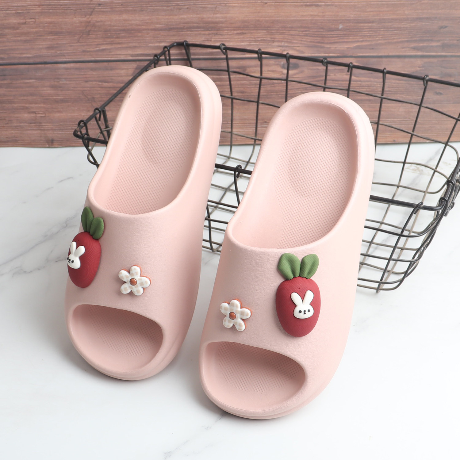 软底EVA踩屎感防滑浴室洗澡一字拖可爱卡通萝卜舒适耐磨凉拖鞋新,女鞋,一字拖,淘宝优惠券,粉丝福利购,淘宝优惠卷