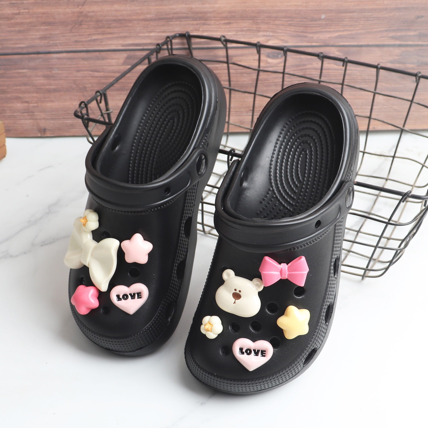 夏可爱卡通小熊外穿时尚百搭包头镂空洞洞鞋两穿开车软底轻便凉鞋,女鞋,洞洞鞋,淘宝优惠券,粉丝福利购,淘宝优惠卷