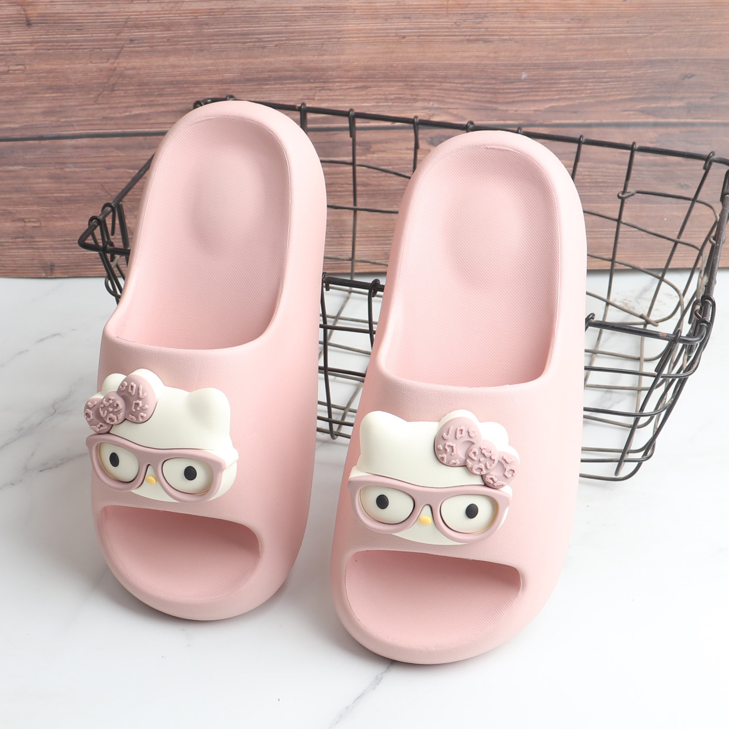 可爱卡通眼睛猫咪厚底沙滩鞋云感轻便高弹一字拖居家防滑浴室洗澡,女鞋,一字拖,淘宝优惠券,粉丝福利购,淘宝优惠卷