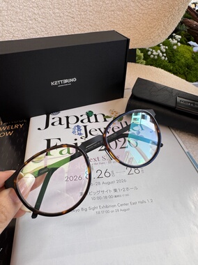 KETTERING无螺丝超轻钛合金平光镜蓝光日系玳瑁韩版配镜片