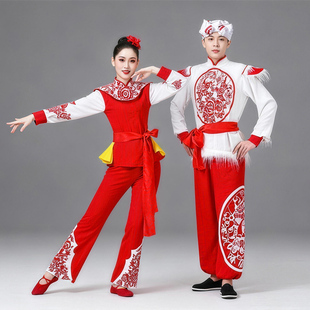 陕北安塞腰鼓锣鼓队中国鼓演出服广场舞大秧歌表演服民间舞赛龙舟