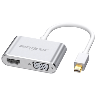 腾飞minidp转hdmi/vga电脑转换器dp接口雷电2扩展坞连接显示器投影仪外接转接头线适用苹果macbookair笔记本