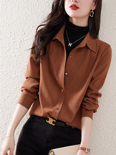洋气德绒上衣 女长时尚 2025秋冬新款 高端叠穿灯芯绒内搭磨毛衬衫