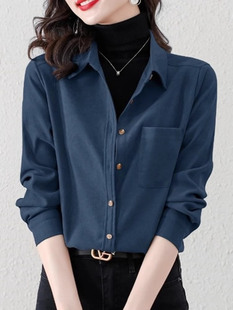 磨毛德绒宽松叠穿衬衣上衣 女长袖 2025秋冬新款 加厚灯芯绒衬衫