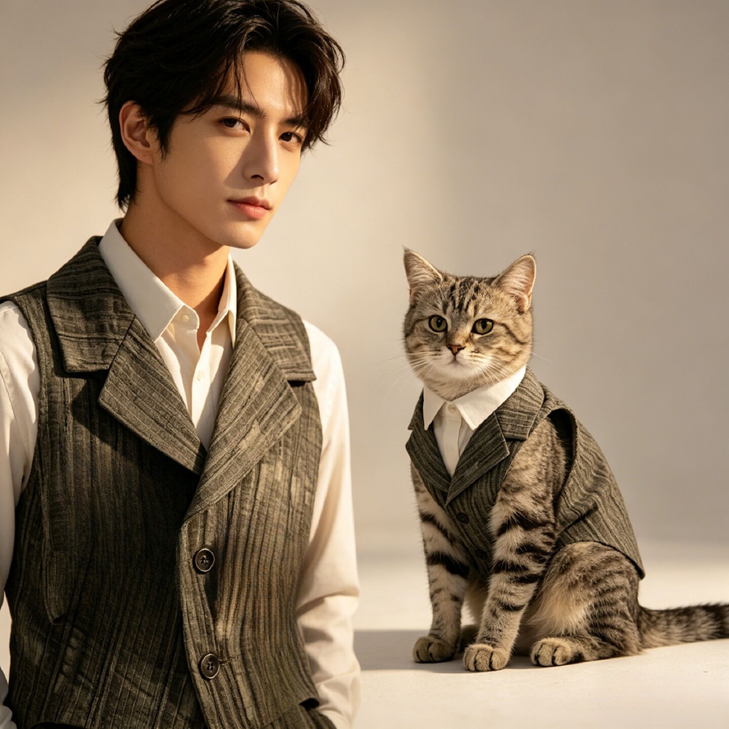 宠物西装马甲猫咪狗狗复古亚麻防掉毛亲肤简约外穿百搭四季服饰