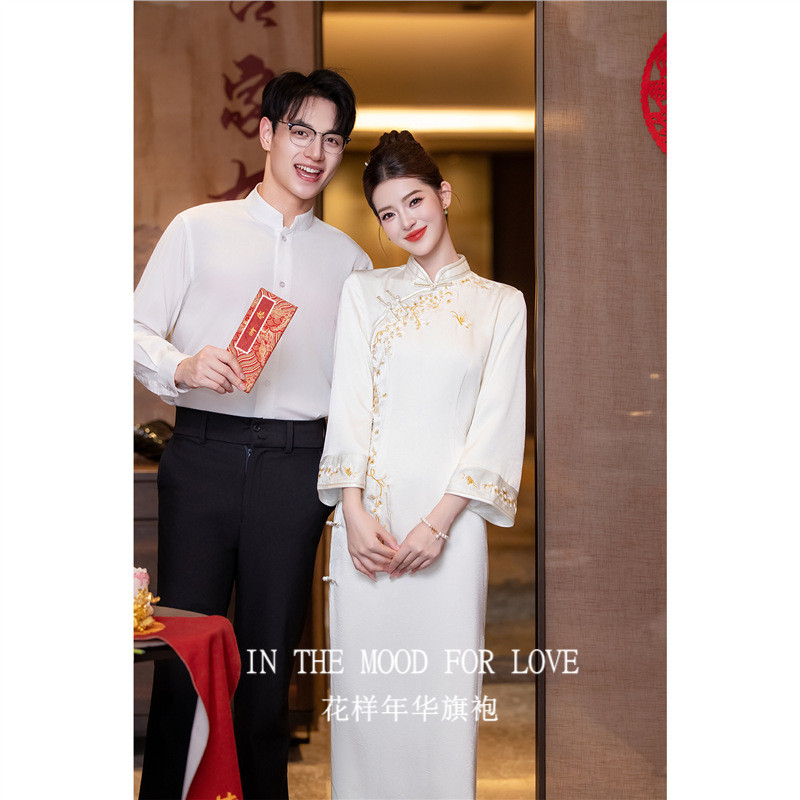 高端刺绣新中式婚礼连衣裙