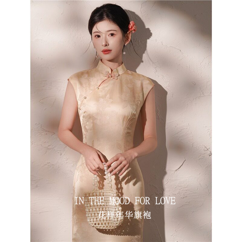 四小姐花样年华旗袍黄色送考日常可穿新中式国风巨好看礼服连衣裙
