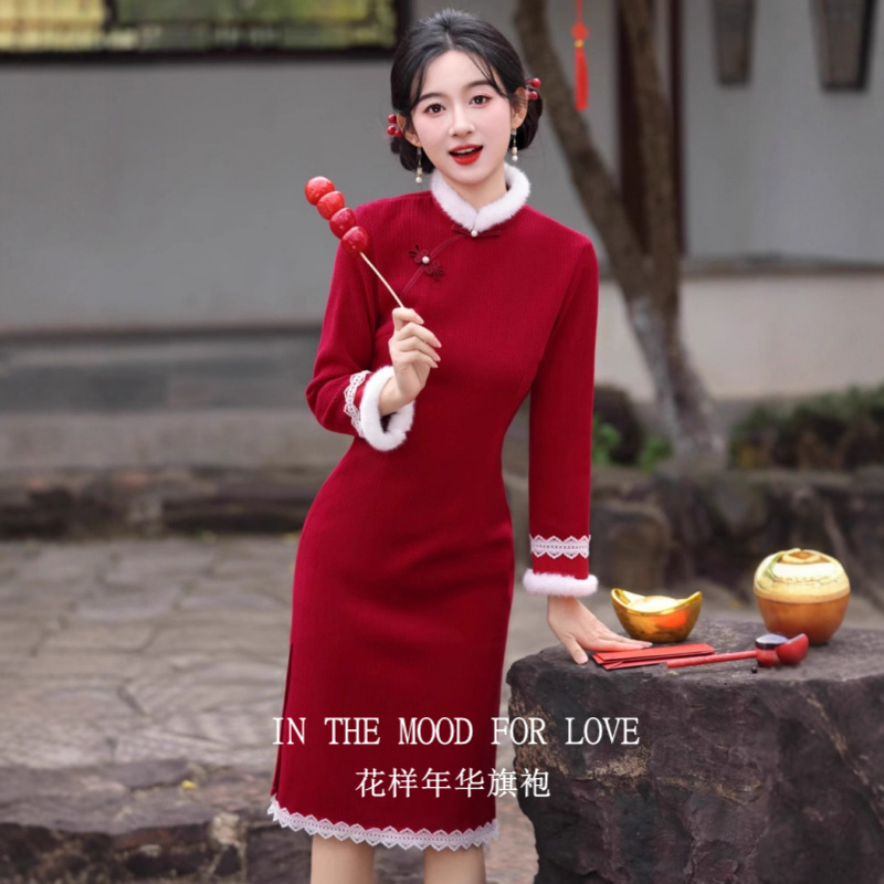 红色改良敬酒服2025新款