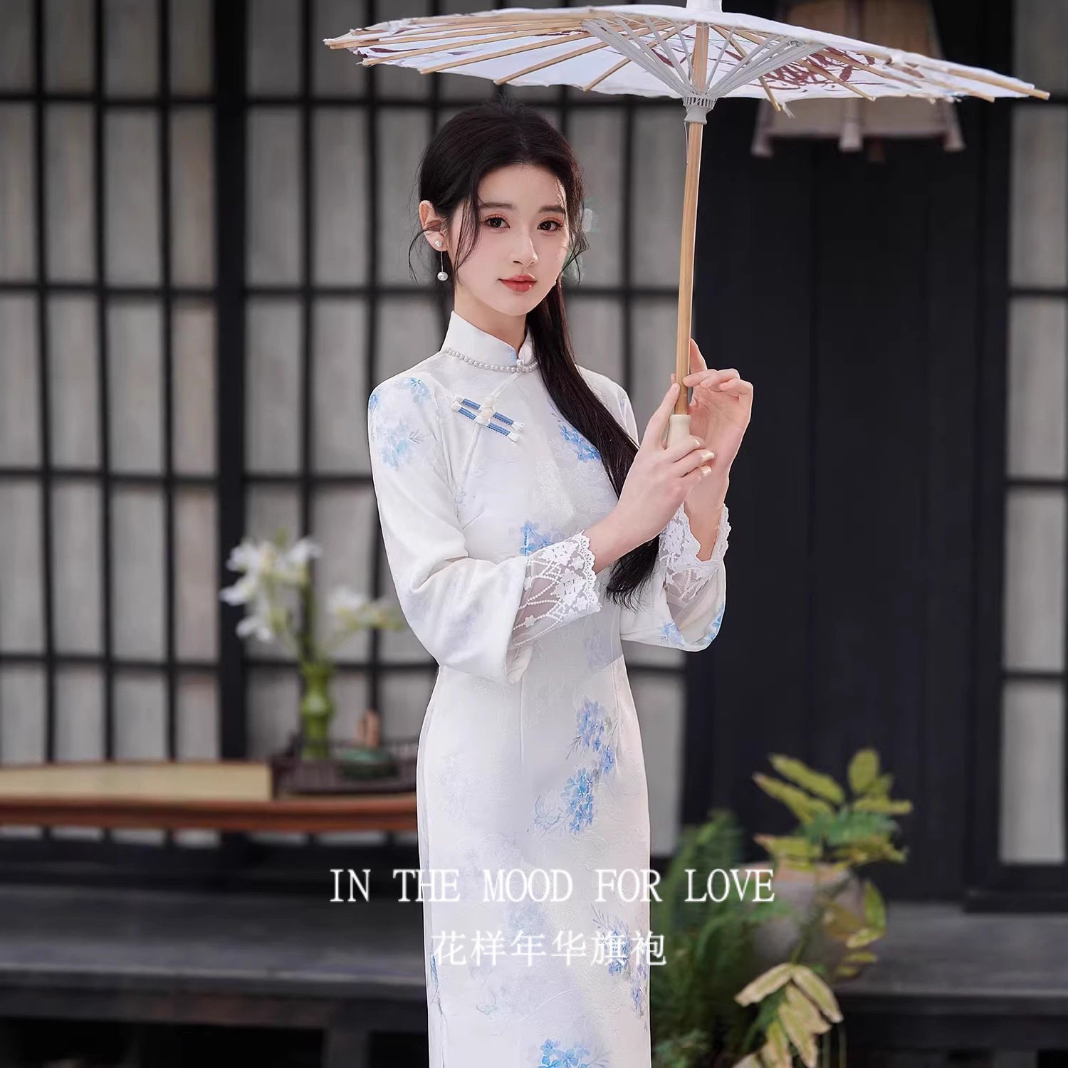 新中式白色加绒连衣裙