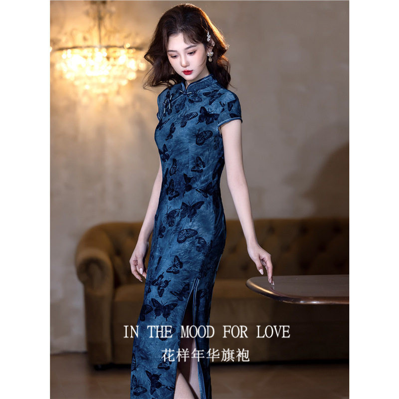 四小姐花样年华旗袍蓝色春夏季新中式2026新款高端大气上档次年轻