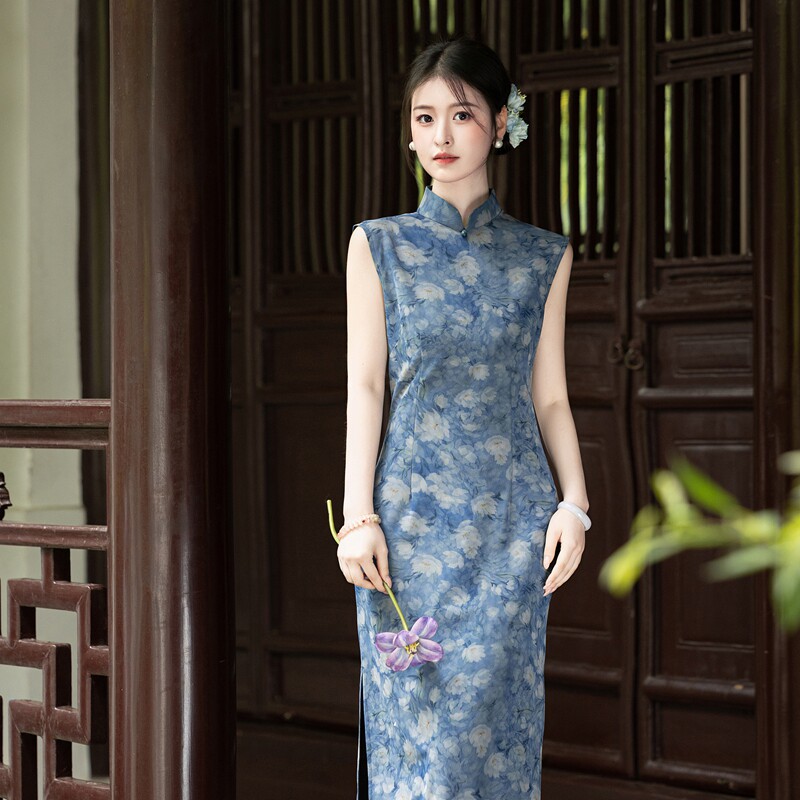 四小姐花样年华旗袍新中式碎花改良长款绝美无袖夏款2026年新款礼