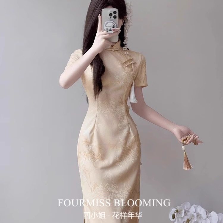 四小姐花样年华旗袍黄色订婚日常高级感气质连衣裙改良新中式国风