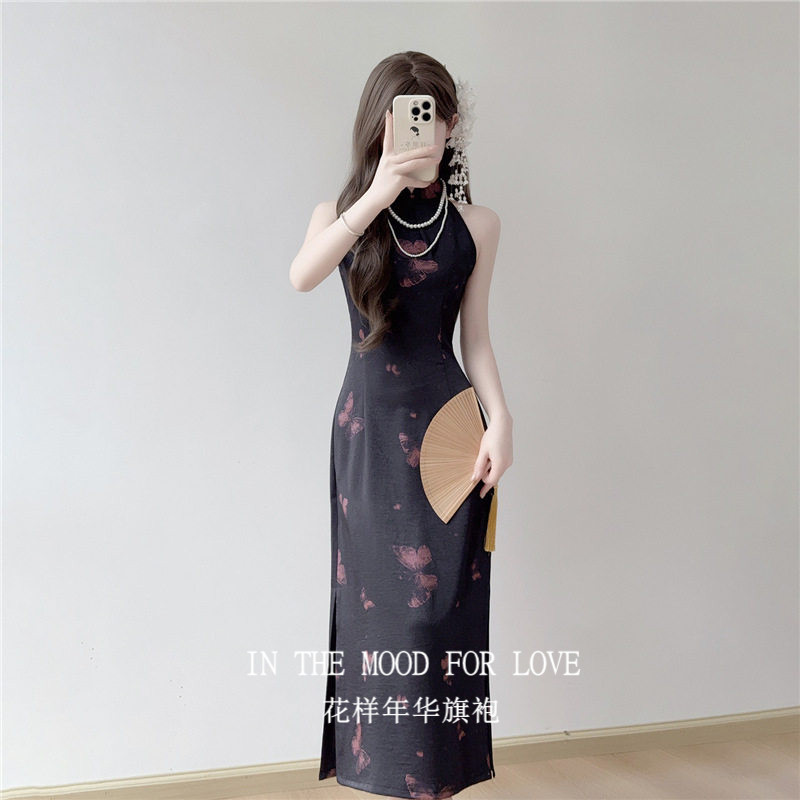 四小姐花样年华旗袍2026新款春夏无袖国风修身黑色连衣裙气质高端