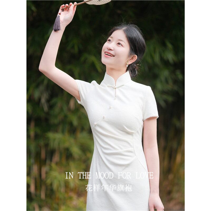 四小姐花样年华旗袍白色订婚敬酒服新娘回门绝美小个子女气质温柔