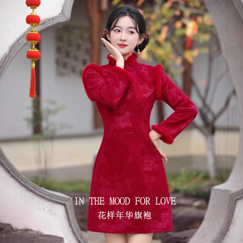 2025新款红色长袖拜年服