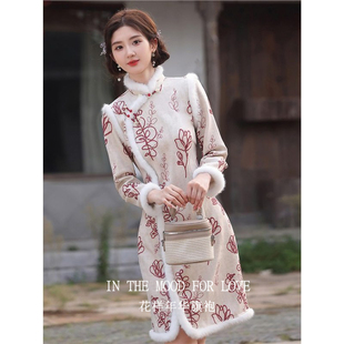 四小姐花样年华旗袍小个子冬装加绒加厚国风新中式冬季长袖短款