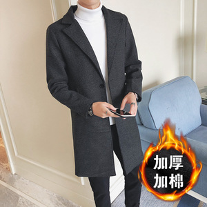 2024秋装日系雪花呢风衣男士中长款呢大衣外套 加棉风衣 NF06 P70图片