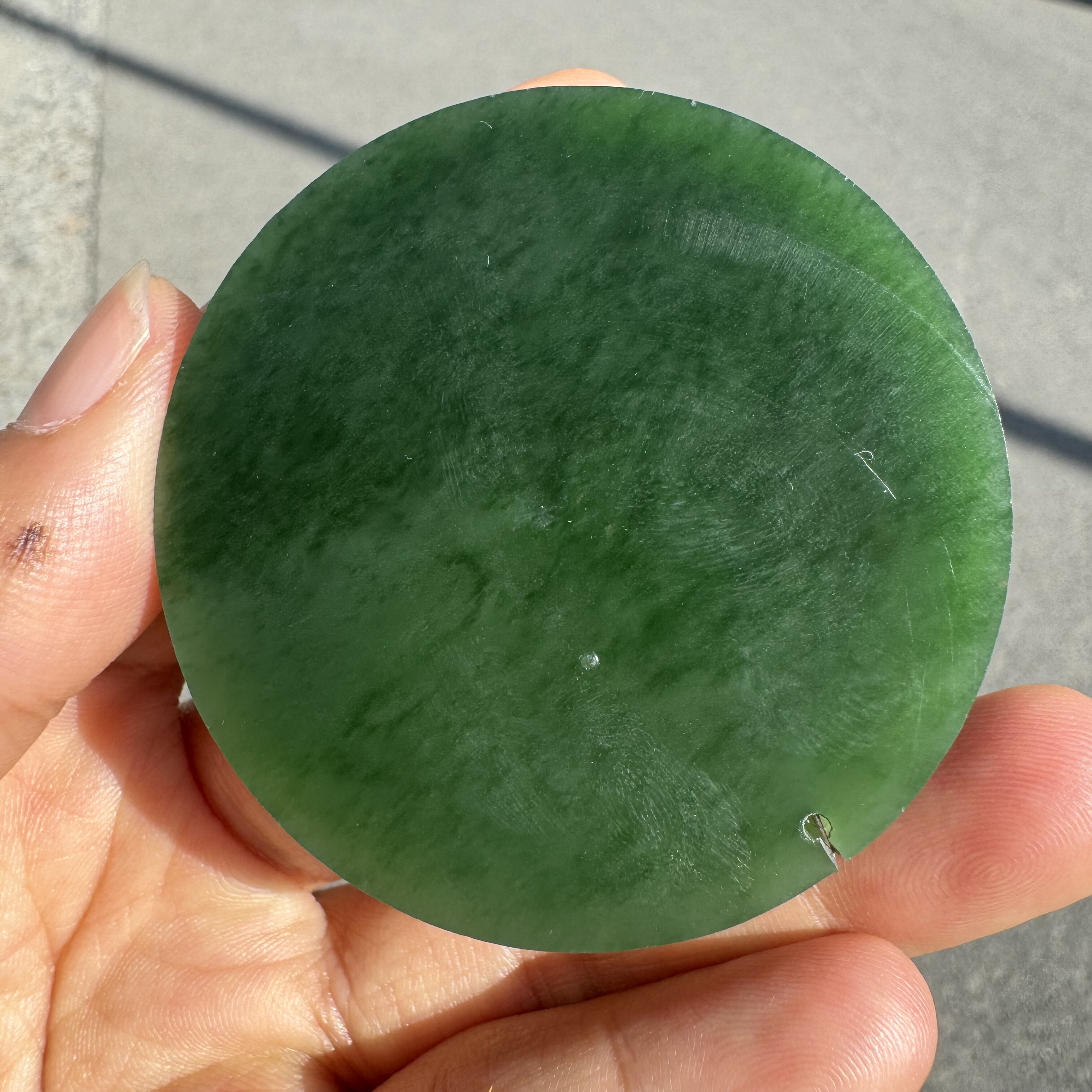 和田玉碧玉镯心俄碧七号坑老料菠菜绿微带红皮矿点可设计雕刻收藏