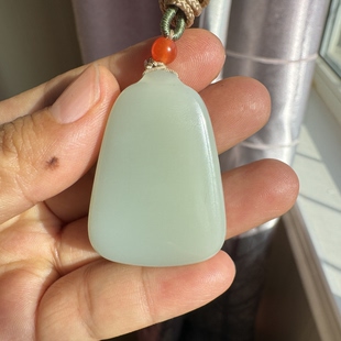 新疆且末料和田玉青白玉平安无事牌油糯无结构高青白男女平安吊坠