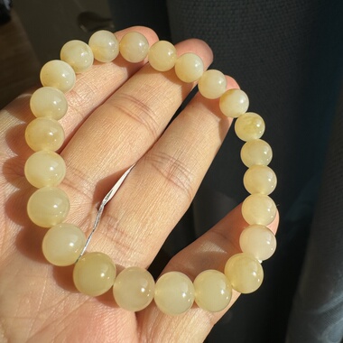新疆和田玉且末料蜜糖手串8mm金山蜂蜜糖精美女士手链油润无暇