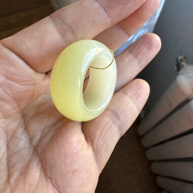 新疆若羌和田玉黄玉扳指戒指冰底鹅黄半山水扳戒吊坠男女收藏款