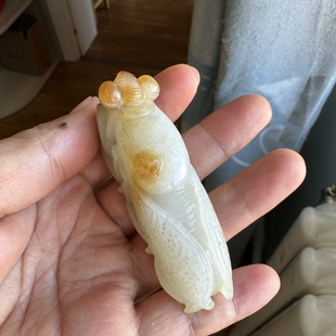 新疆且末料和田玉糖白玉知了挂件把件一鸣惊人事业有成男女饰品