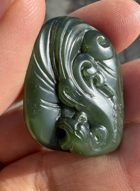 12.8克新疆和田玉碧籽凤坠独籽黑碧凤于九天女士挂件收藏