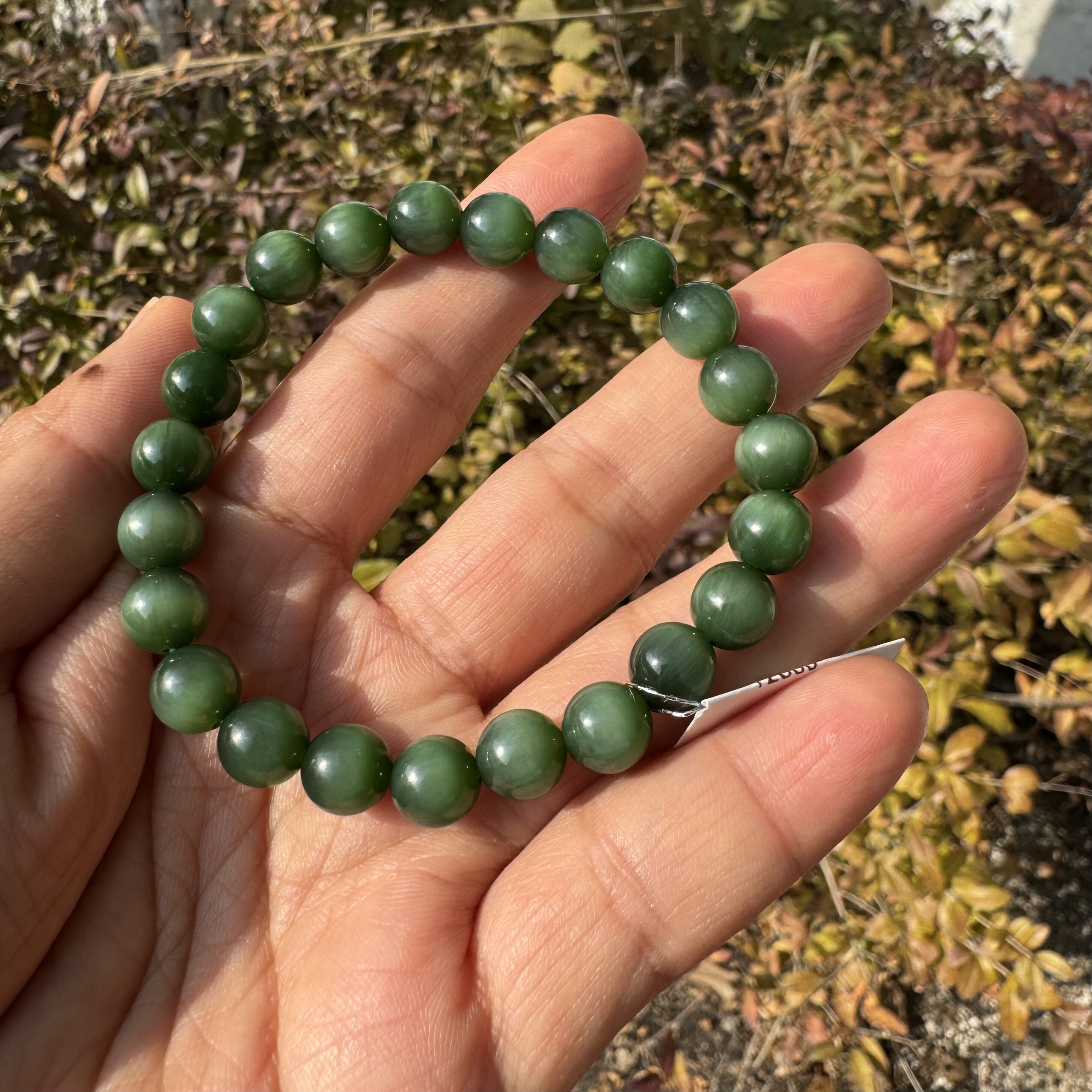 和田玉碧玉猫眼手串卡8mm圆珠黑猫女士精品手链老坑料无瑕疵