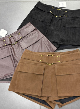 外贸单纯原@ltard state 辣妹麂皮辣妹短裤 小众中低腰大口袋靴裤