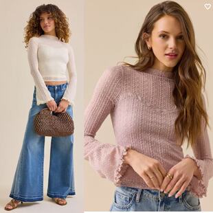 外贸单 @LTAR'D STATE 纯原 蕾丝喇叭袖小立领纯欲蕾丝修身上衣