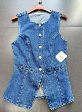 外贸单A1tard state牛仔收腰气质款牛仔马夹式背心y2k辣妹上衣女