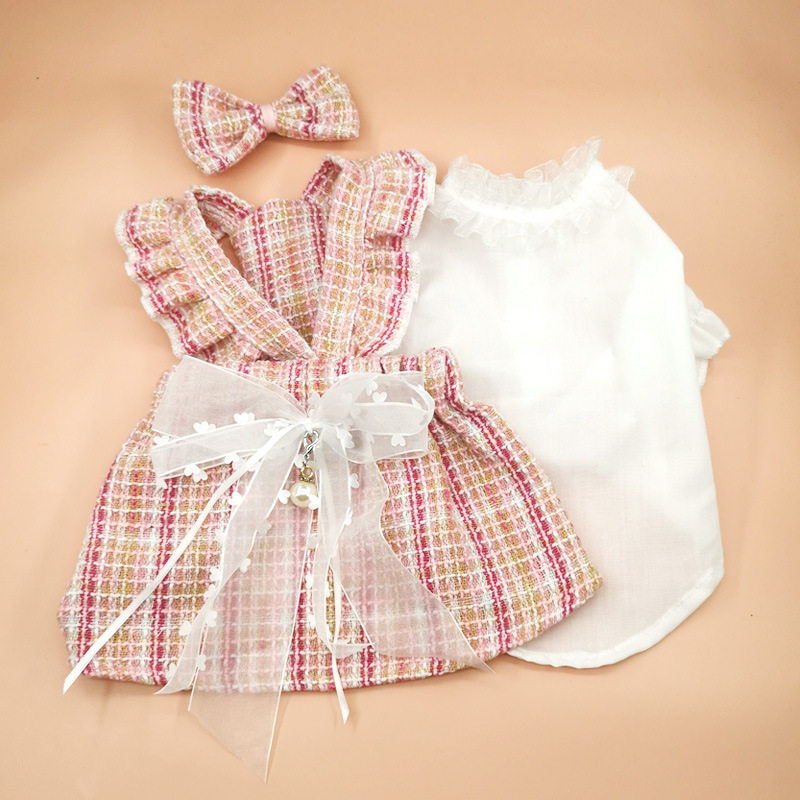 韩ins宠物婚纱礼服 猫狗小香风裙子 猫咪dog秋冬款服饰 跨境货源