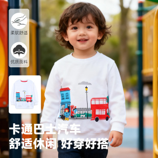 男童卡通伦敦巴士汽车卫衣春秋装儿童宝宝长袖上衣男孩洋气打底衫