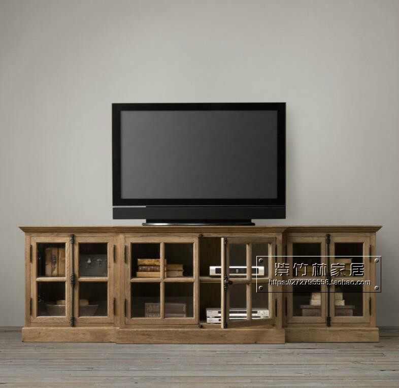 美式乡村实木电视柜橡木复古玻璃门视听柜天地锁落地柜可定做|msdalam kategori perabot kediaman, kabinet, kabinet TV - dari Buy2taobao.com untuk memberikan perkhidmatan ejen Taobao profesional membeli
