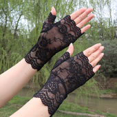 半指蕾丝手套女夏防晒短款 露指触屏防紫外线遮疤痕水兵舞开车薄款