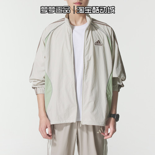 阿迪达斯三叶草男士2025新款运动宽松梭织休闲立领夹克外套KE5846