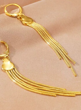 【金店同款】黄金色耳环流苏耳钉欧美时尚潮流结婚送礼自用女款