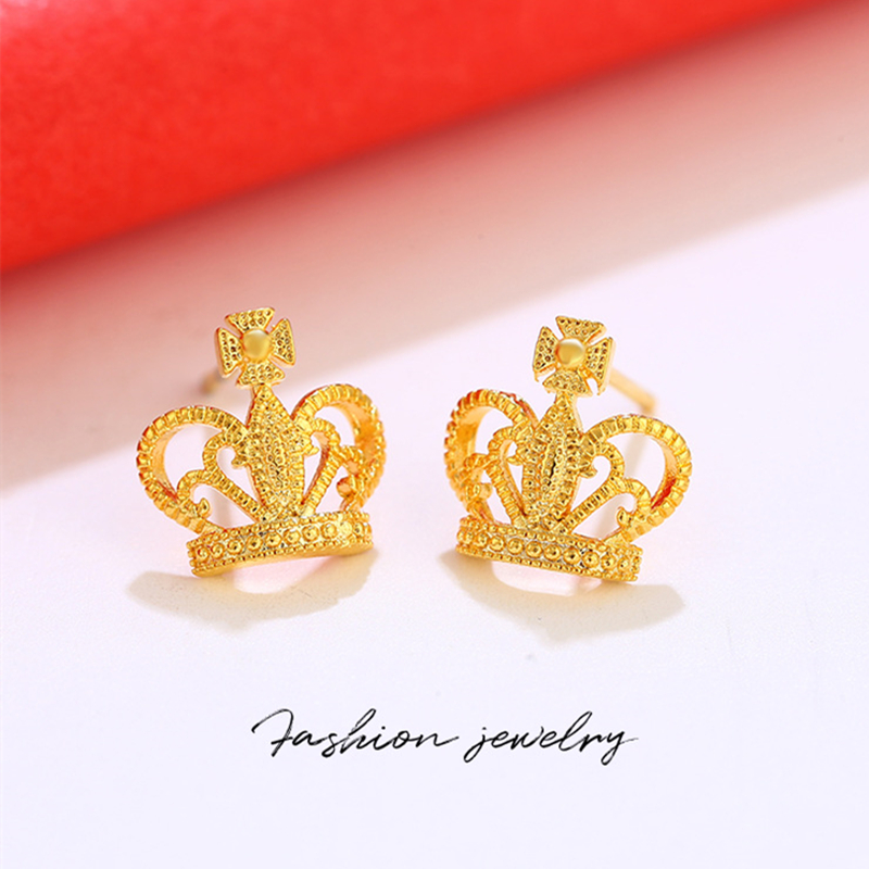 金店同款镂空工艺皇冠耳钉女