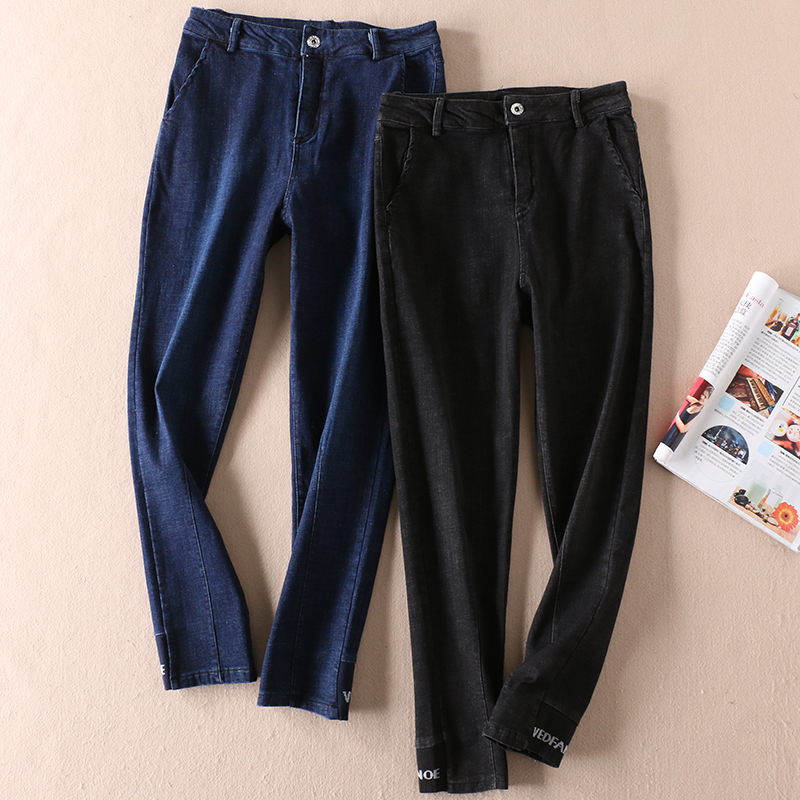 单品显瘦小脚牛仔裤高腰九分裤