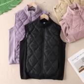 外套 轻盈保暖秋冬立领百搭棉服马甲女时尚 温暖休闲拼接无袖 W443