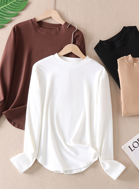 冬自发热阳离子保暖U型底摆显瘦百搭半高圆领叠穿打底T恤女 W391