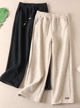 690克~上身即暖仿羊绒+摇粒绒冬新加厚保暖休闲裤女显瘦长裤 W267