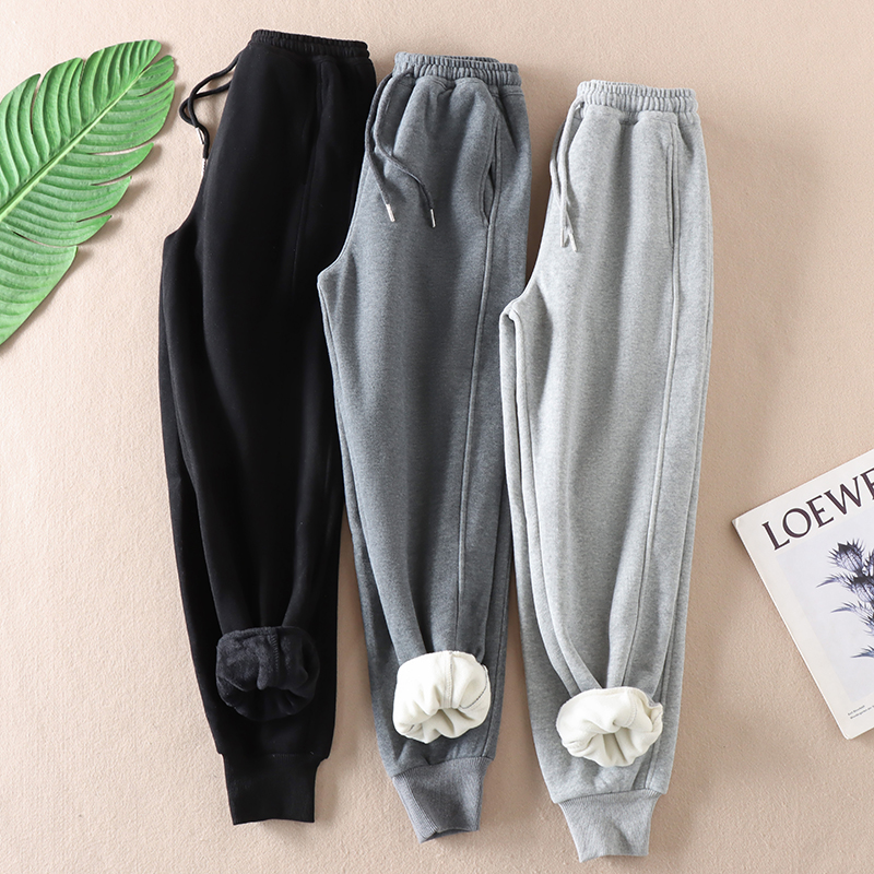 棉线针织一体超柔绒加厚卫裤