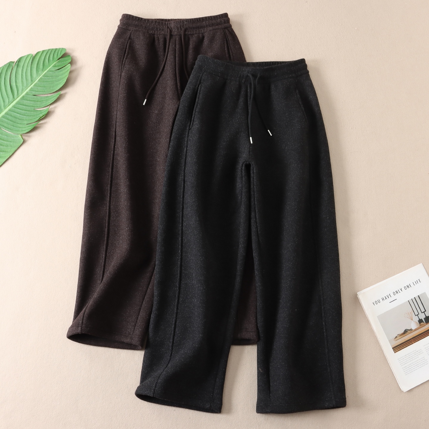 600克加绒显瘦立体侧缝线休闲裤