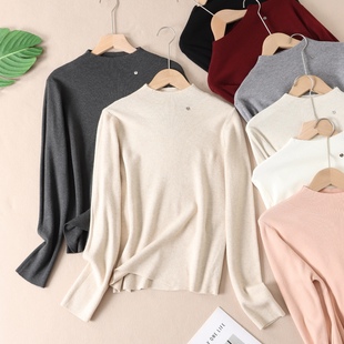 保暖打底毛衣上衣 女软糯亲肤修身 WA247 百搭半高领针织衫 韩系经典