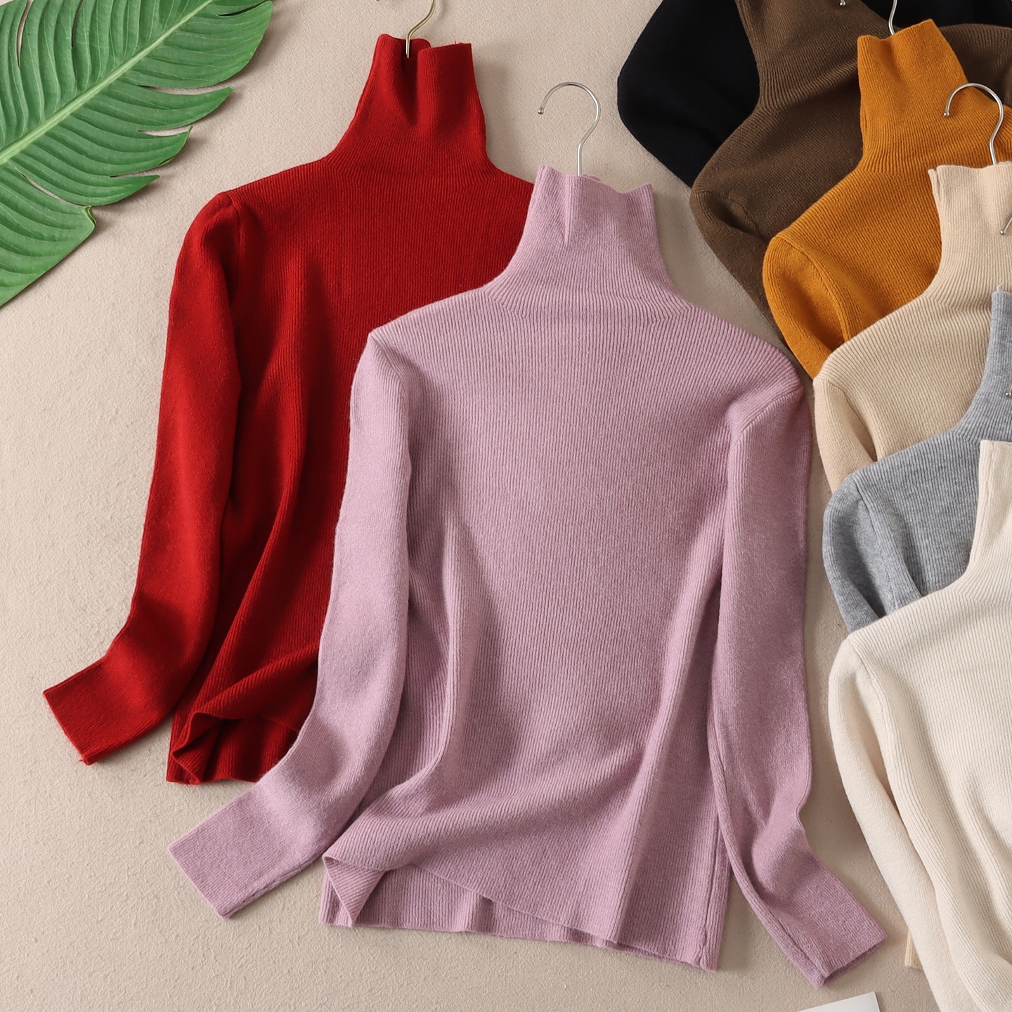 多色系软糯亲肤高领针织衫毛衣