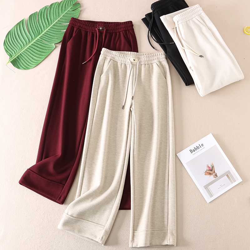 优雅显瘦高腰卷边窄版阔腿长裤