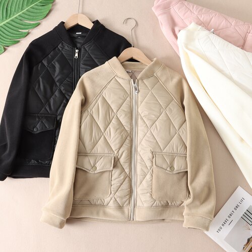 保暖轻盈拼接摇粒绒棉服外套